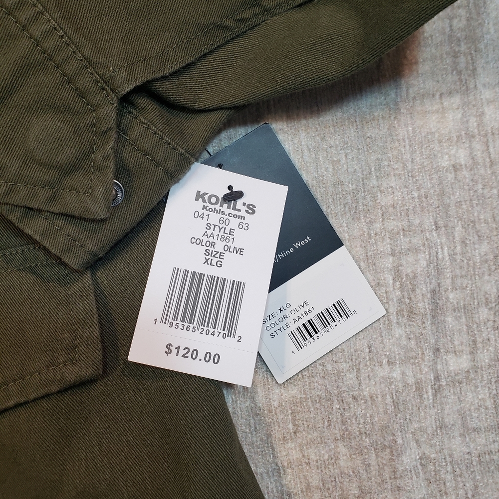 NWT Nine West Olive Green Cargo Utility Jacket Size XL - Picture 13 of 16